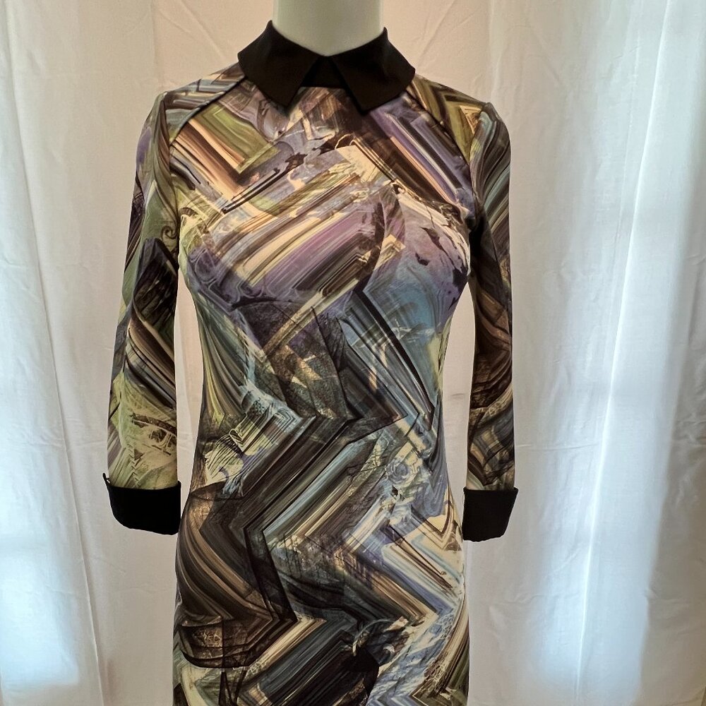 Ted Baker Dress Size 0 Abstract design 3/4 sleeve dress